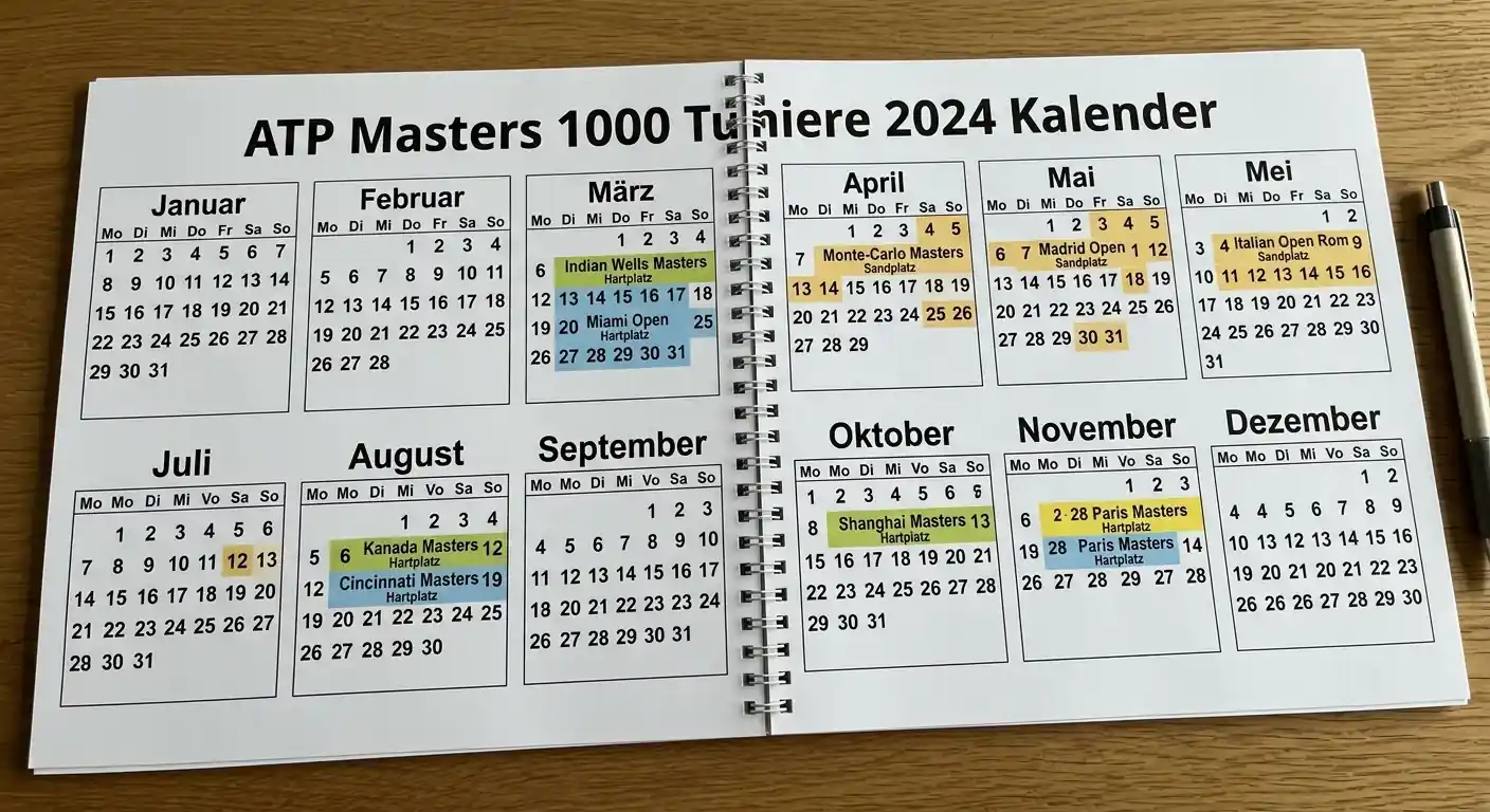 ATP Masters 1000 Turnierkalender mit den besten Zeitfenstern für Tennis-Kombiwetten über das Jahr