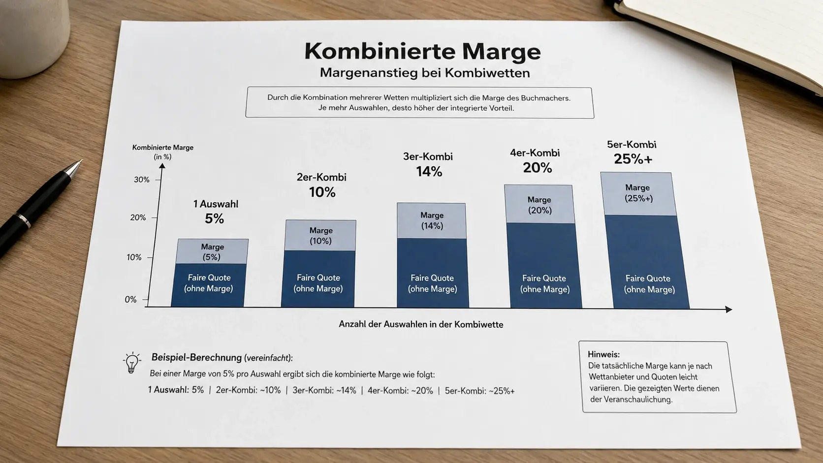 Margen-Akkumulation Tennis Favoriten-Kombi Buchmachermarge multipliziert sich bei kurzen Quoten