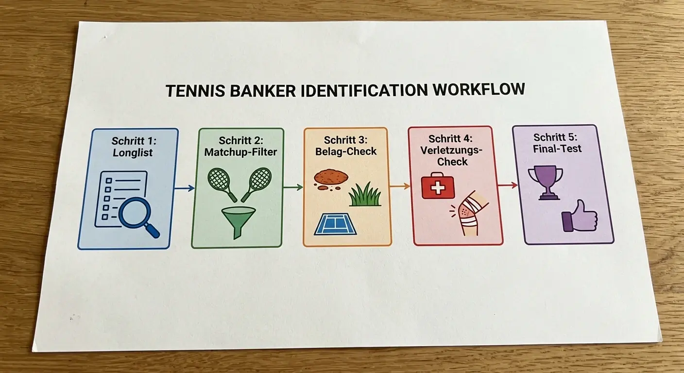 Schritt-für-Schritt-Prozess zur Identifikation eines Tennis-Banker-Kandidaten mit Filterkriterien