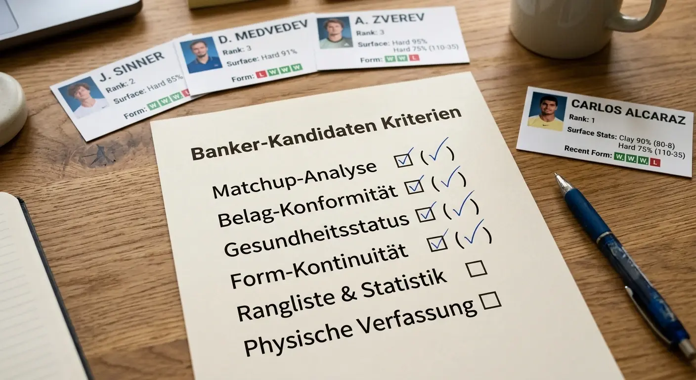 Kriterien-Checkliste für die Auswahl eines Banker-Kandidaten in Tennis-Kombiwetten