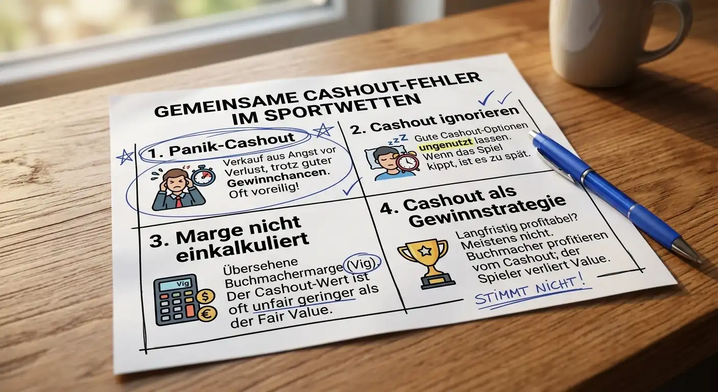 Vier häufige Cashout-Fehler bei Tennis-Kombiwetten: zu früh auslösen, emotionale Entscheidungen, Marge ignorieren