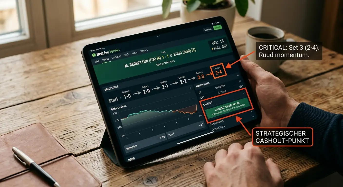 Optimaler Zeitpunkt für Cashout bei Tennis-Kombiwette: Spielstandanalyse und strategische Entscheidungsgrundlage