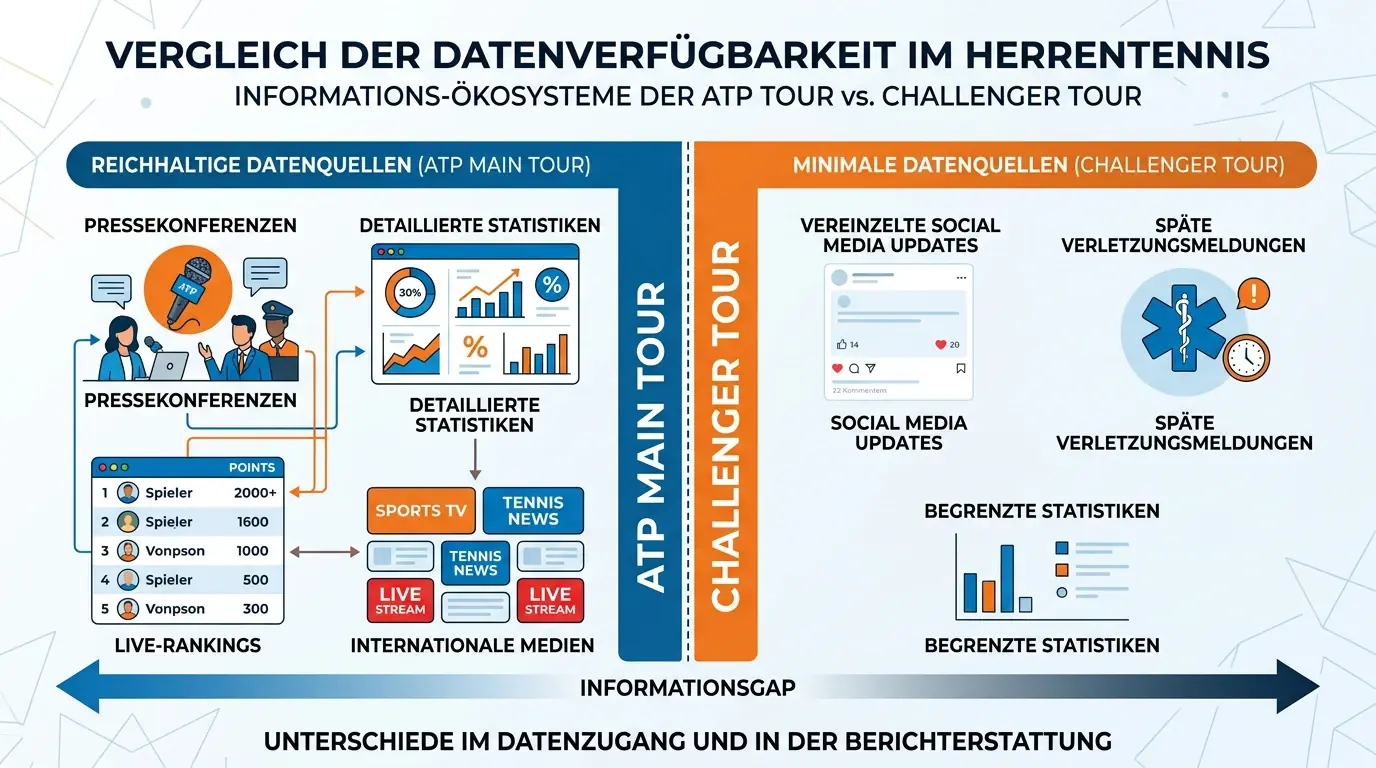Datenverfügbarkeit für Challenger-Tennis-Kombiwetten: Informationsdefizite gegenüber ATP-Haupttour im Vergleich