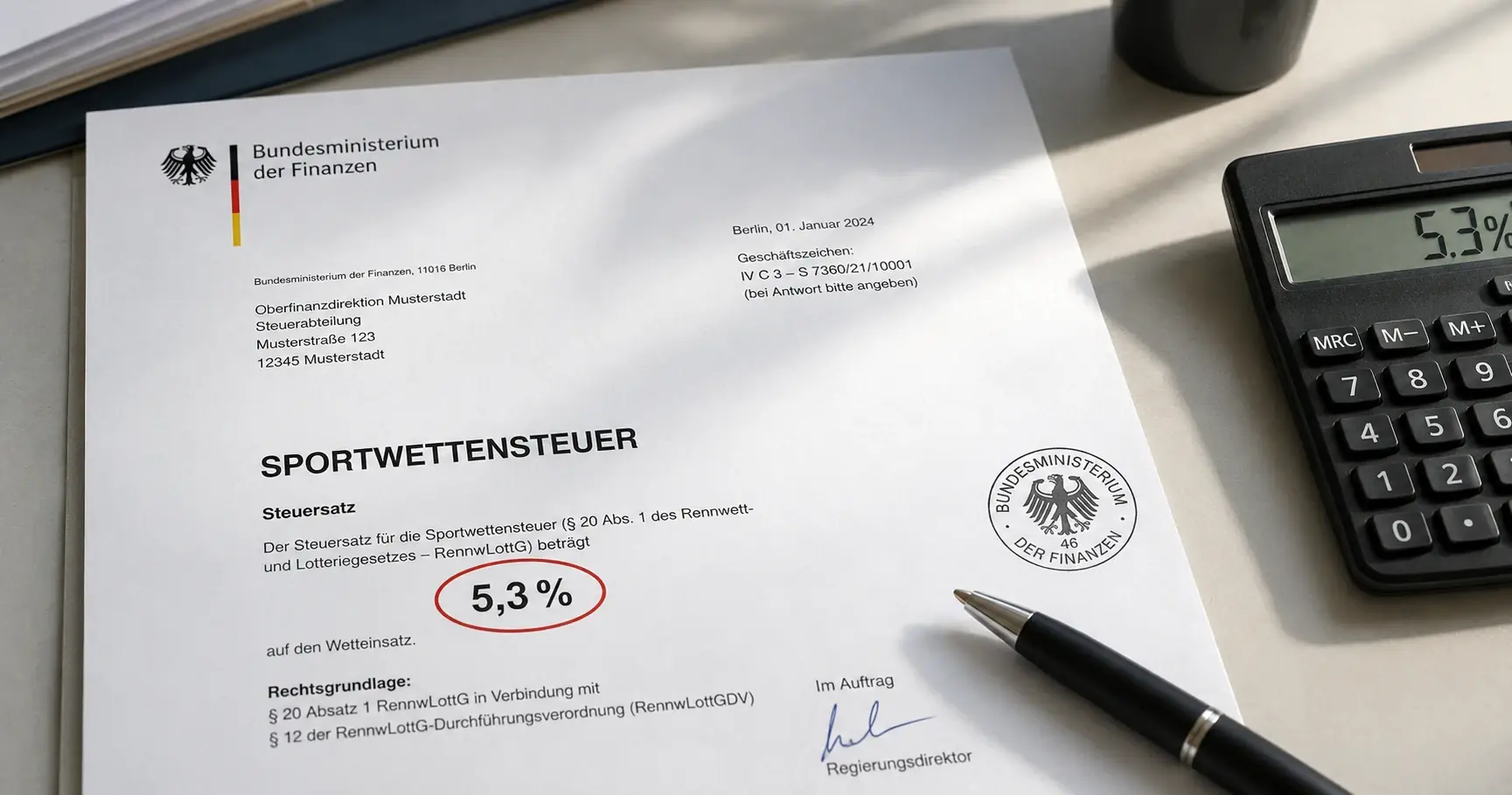 Tennis Kombiwetten Sportwettensteuer Deutschland 5,3 Prozent Steuersatz auf Kombischeine erklärt