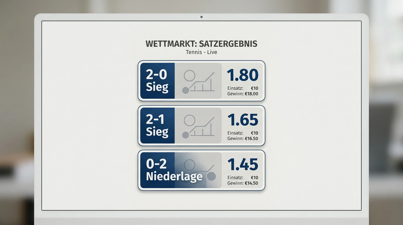 Korrektes Ergebnis Markt Tennis erklärt: Satzergebnis 2-0 und 2-1 als Wettoptionen für Best-of-3 Matches