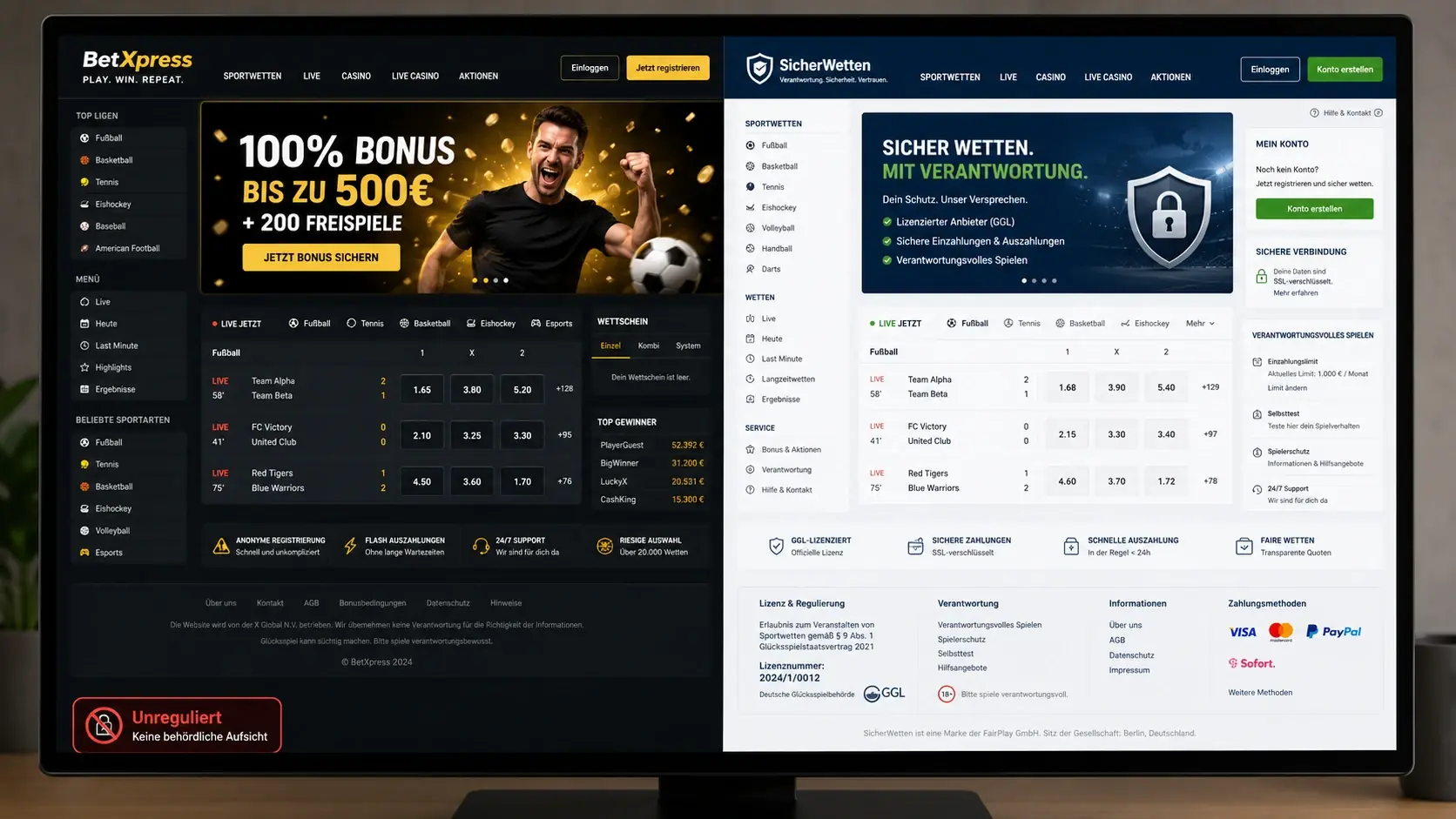 Schwarzmarkt Sportwetten Definition Deutschland nicht lizenzierte Anbieter ohne GGL-Lizenz
