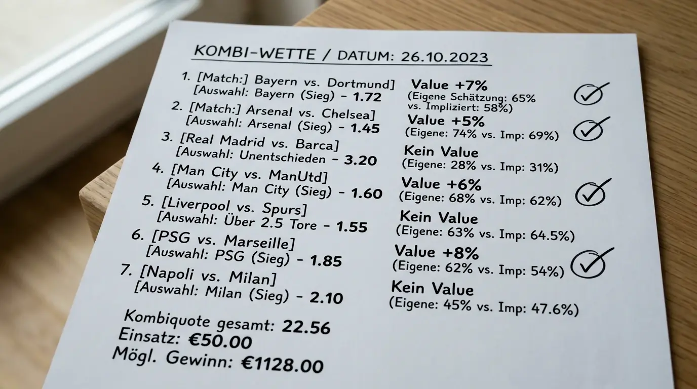Value Bet als Grundlage jeder Tennis Kombiwette: Warum jede Selektion eigenständigen Quotenwert haben muss