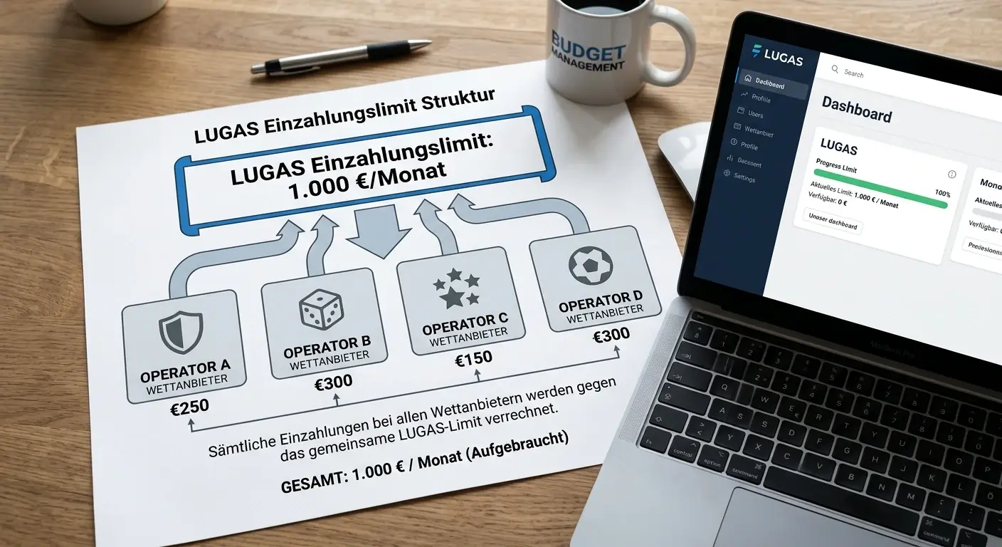 LUGAS Einzahlungslimit 1000 Euro monatlich für Tennis-Kombiwetten-Spieler in Deutschland anbieterübergreifend